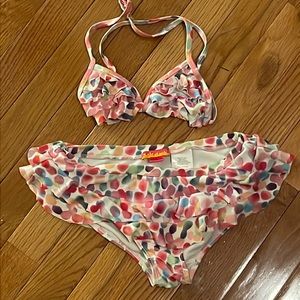 Kate Mack Designer Ruffle Polka Dot Bikini